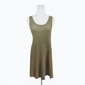 Paper Crane Olive Knit Tank Dress Casual Style Ribbed Sleeveless Size S